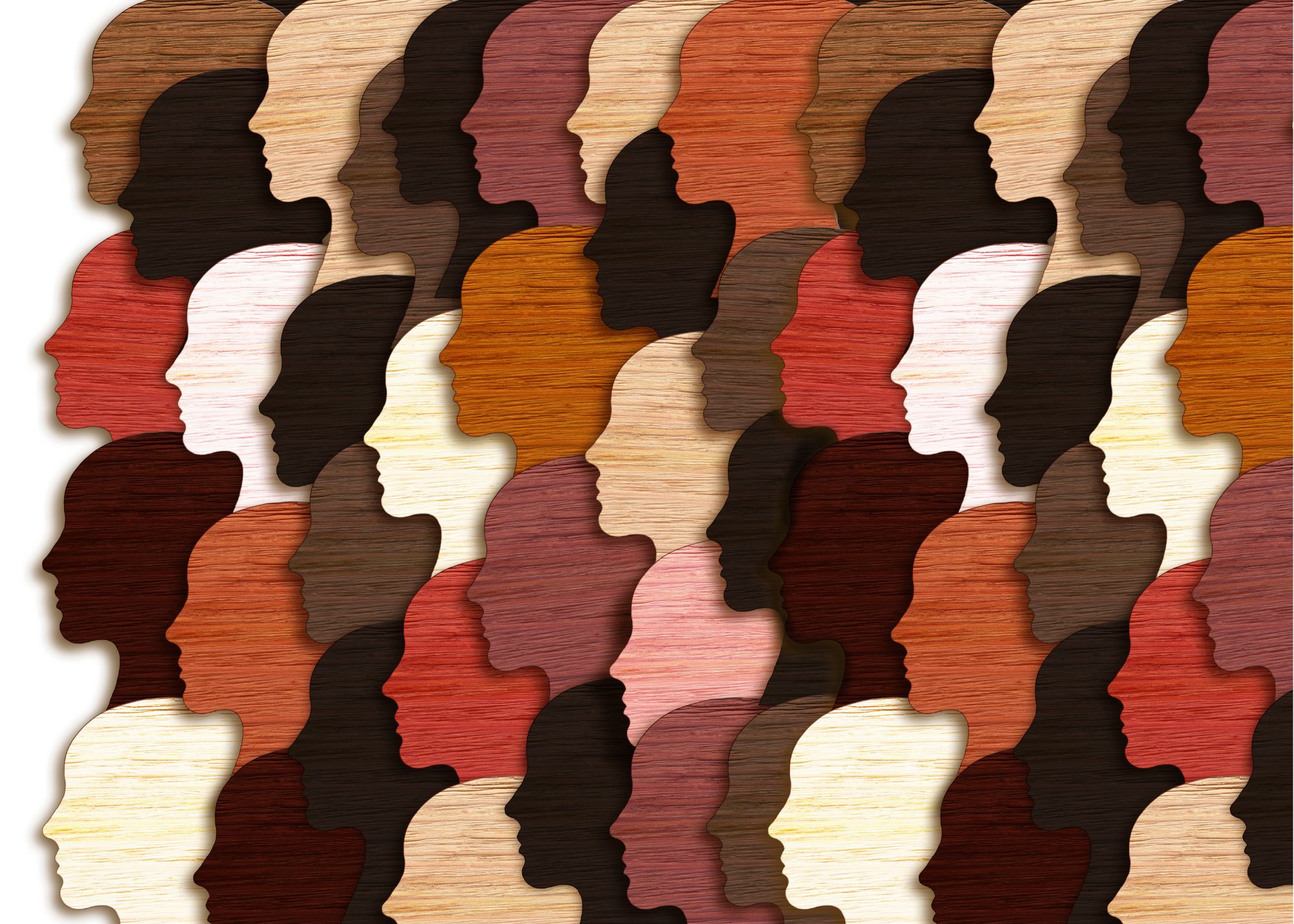 A diverse range of skin tones in an illustration.